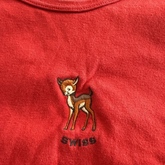 John Galt Deer Swiss top - red baby tee - Picture 2 of 5